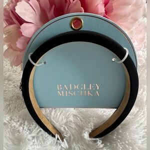 6/$20 Badgley Mischka Black Headband with rhinestone bow on side NWT